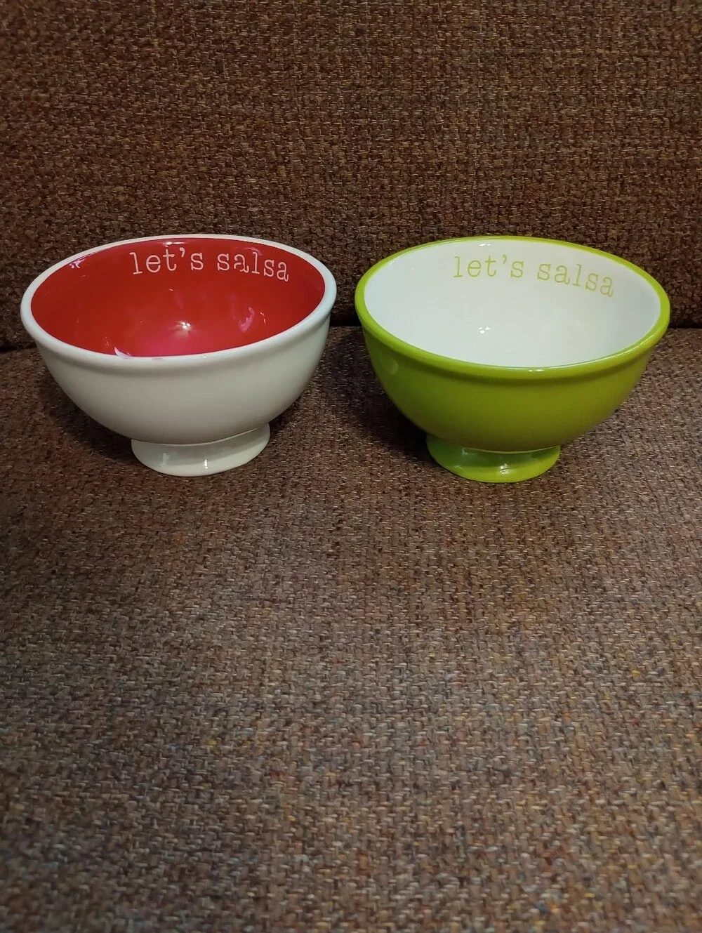 Mud Pie Let's Salsa Ceramic Dip Bowls - Red and Lime Set